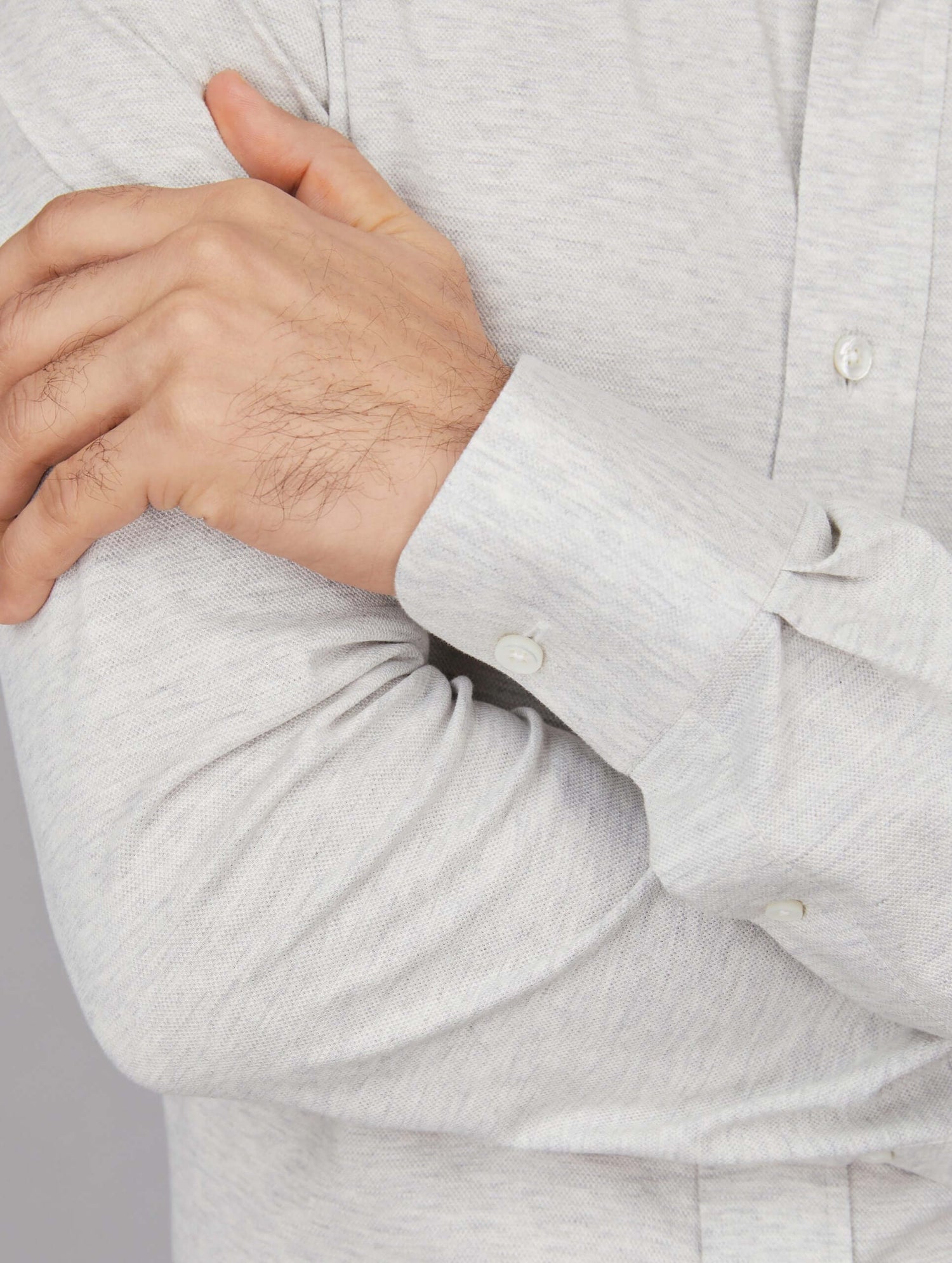 Light Grey Cotton Pique Knit Shirt