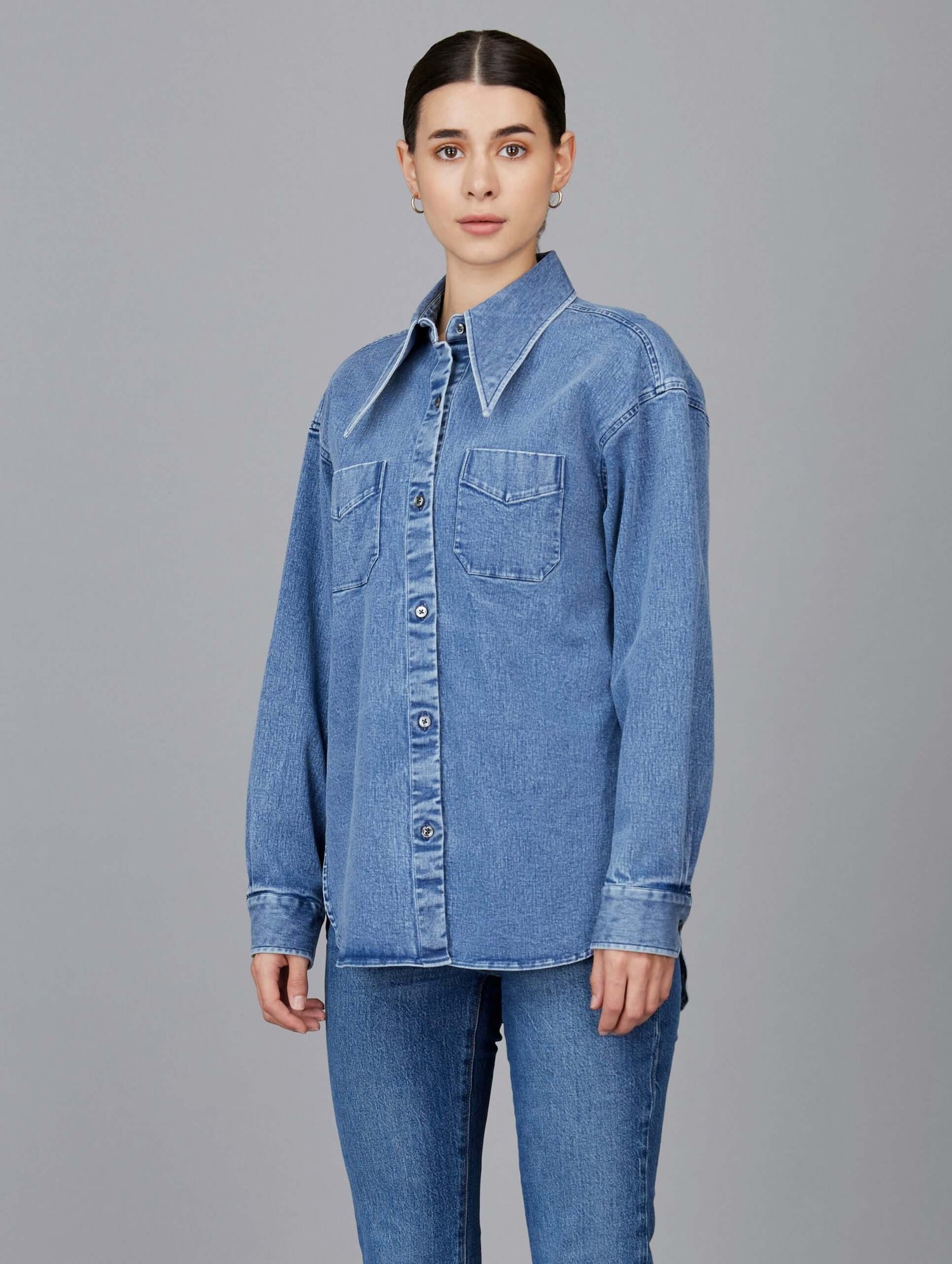 Boyfriend-Style Denim Shirt