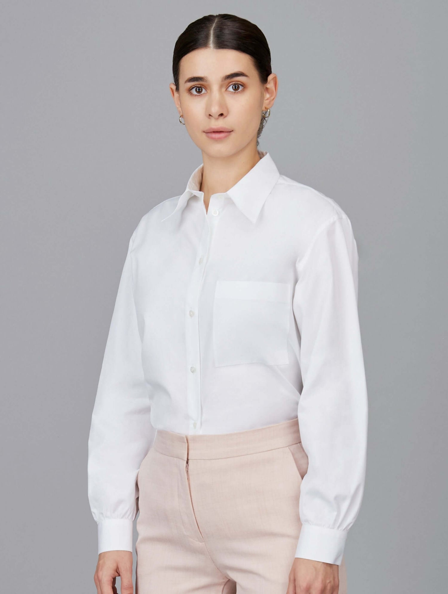 Square-Cut Loose Shirt in White