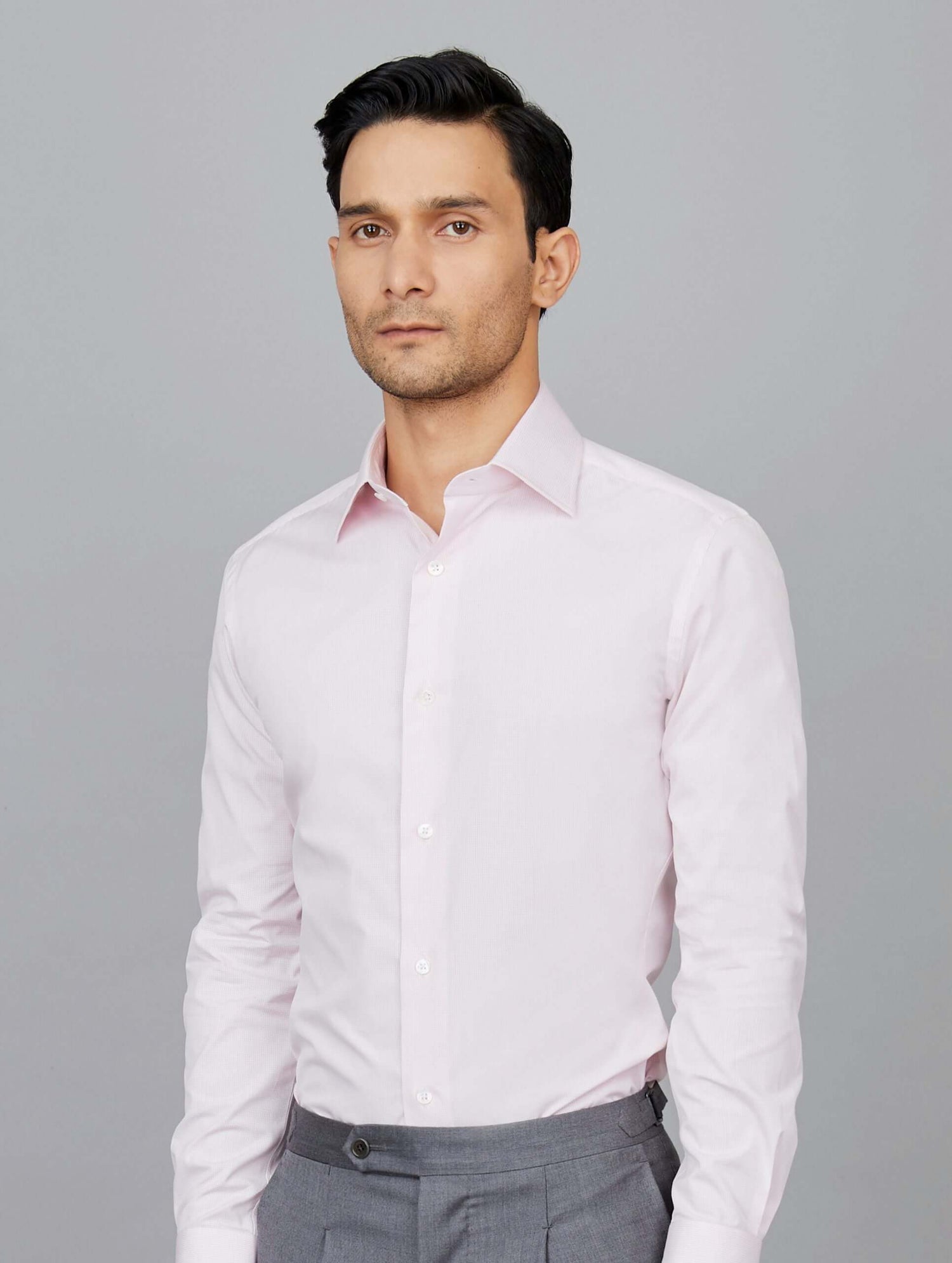 Micro-Check Cotton Poplin Shirt