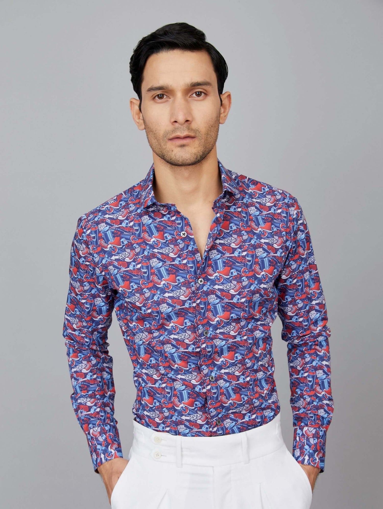 Graffiti printed cotton shirt - Camessi Collection