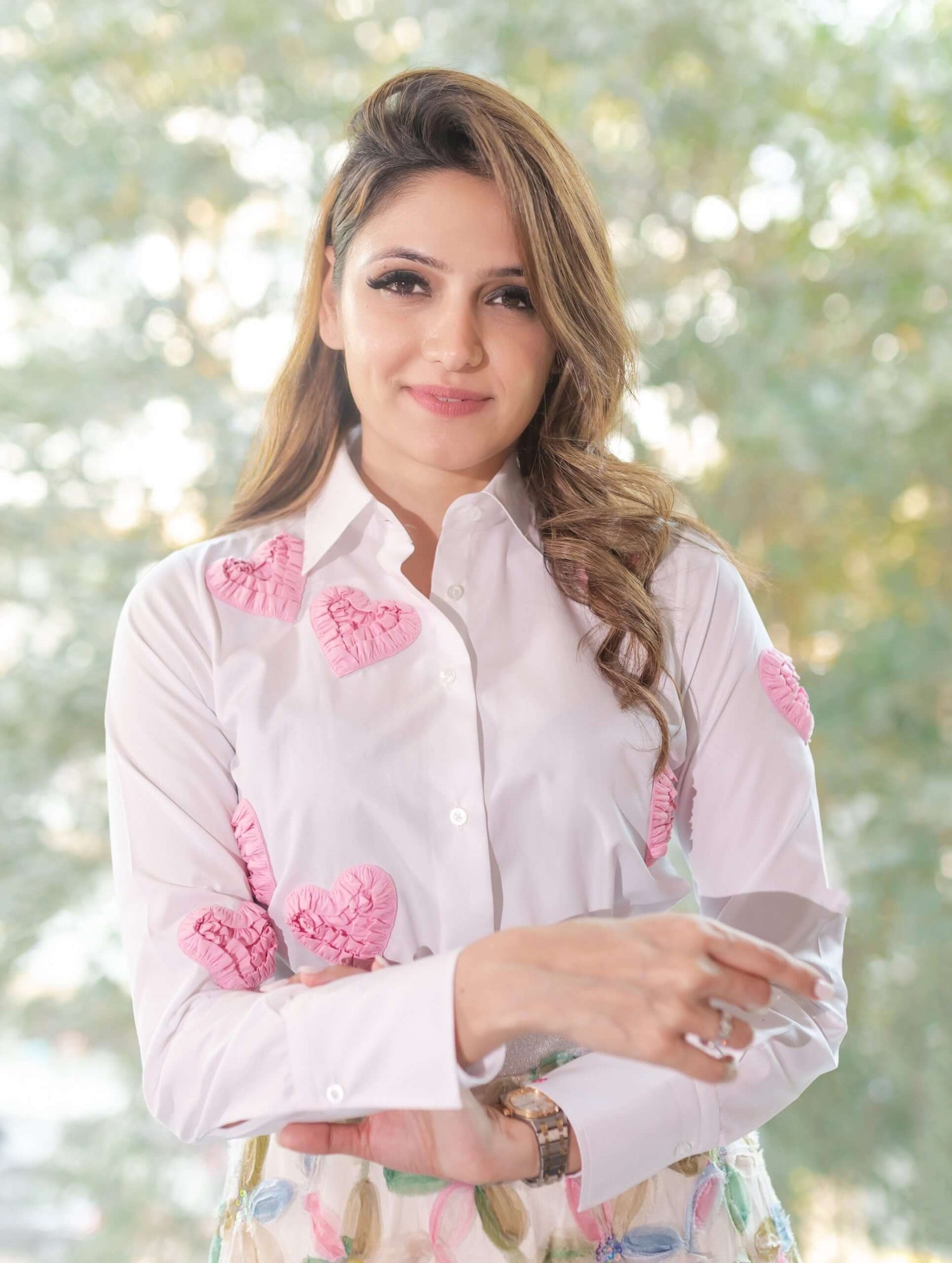 White Shirt With Pink Hearts (Love is in the Air Shirt)