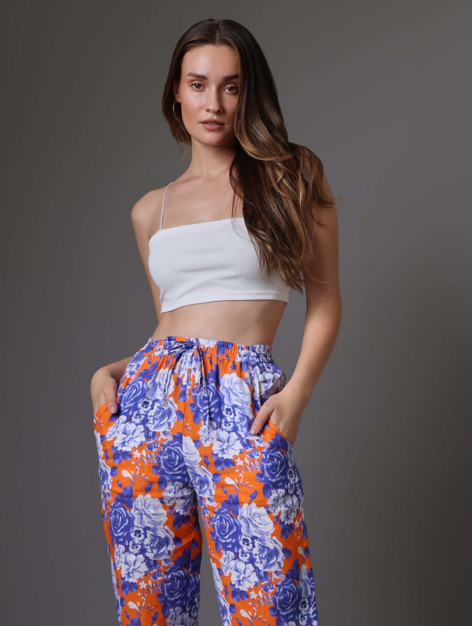 Orange & Blue Floral Pants