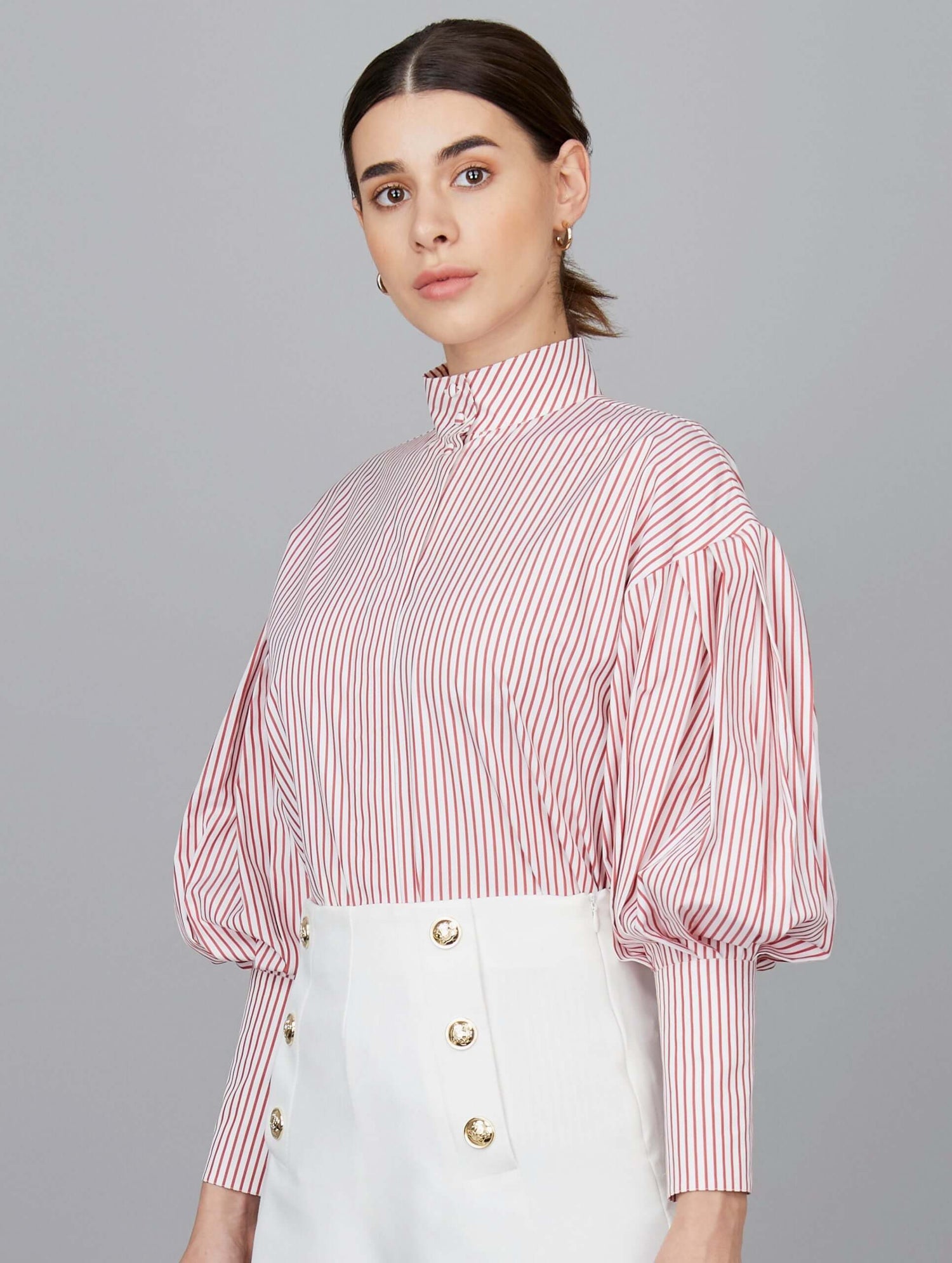 Stripe Bishop Balloon Sleeve Shirt