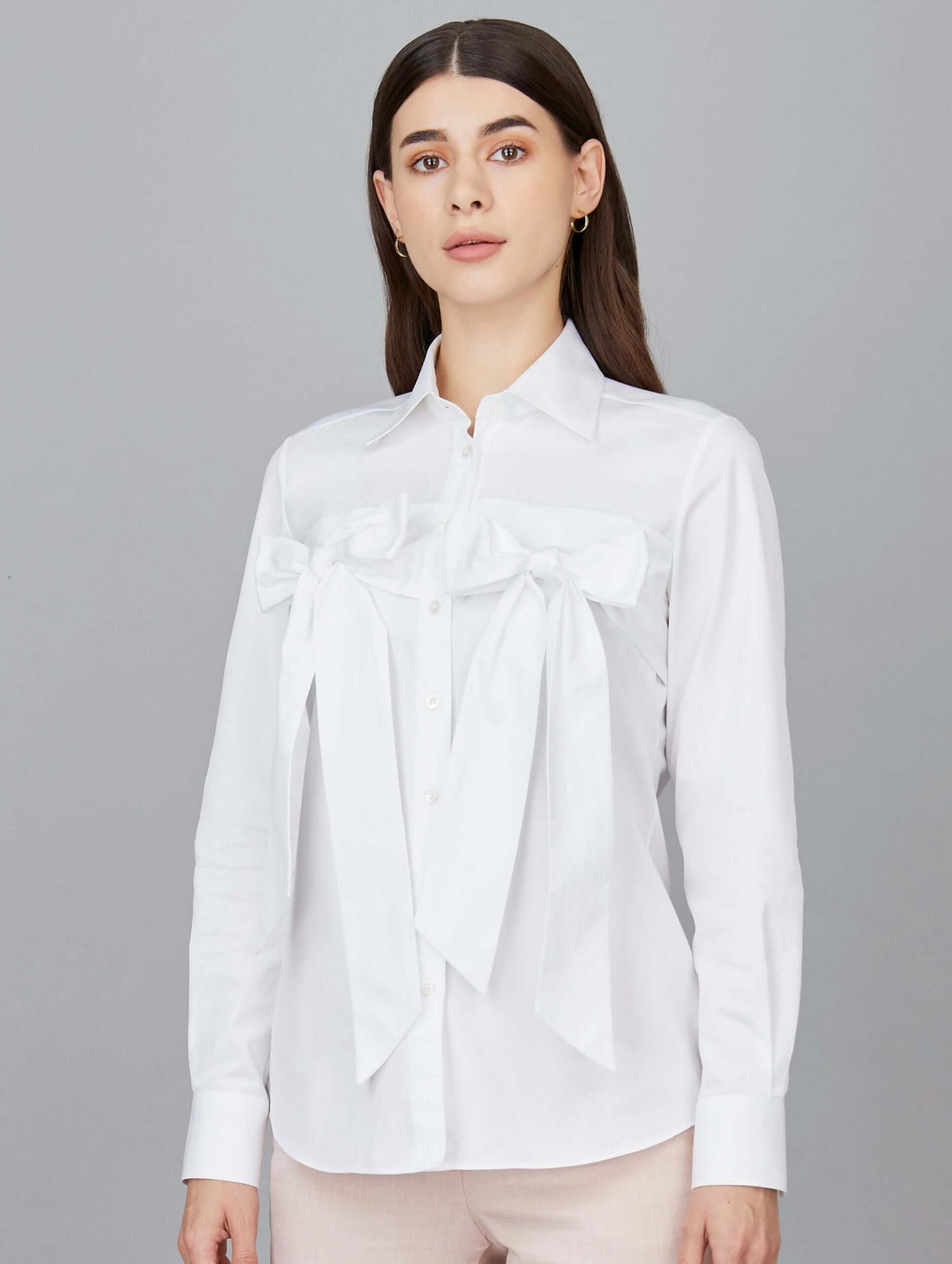 Double Bow Shirt in White