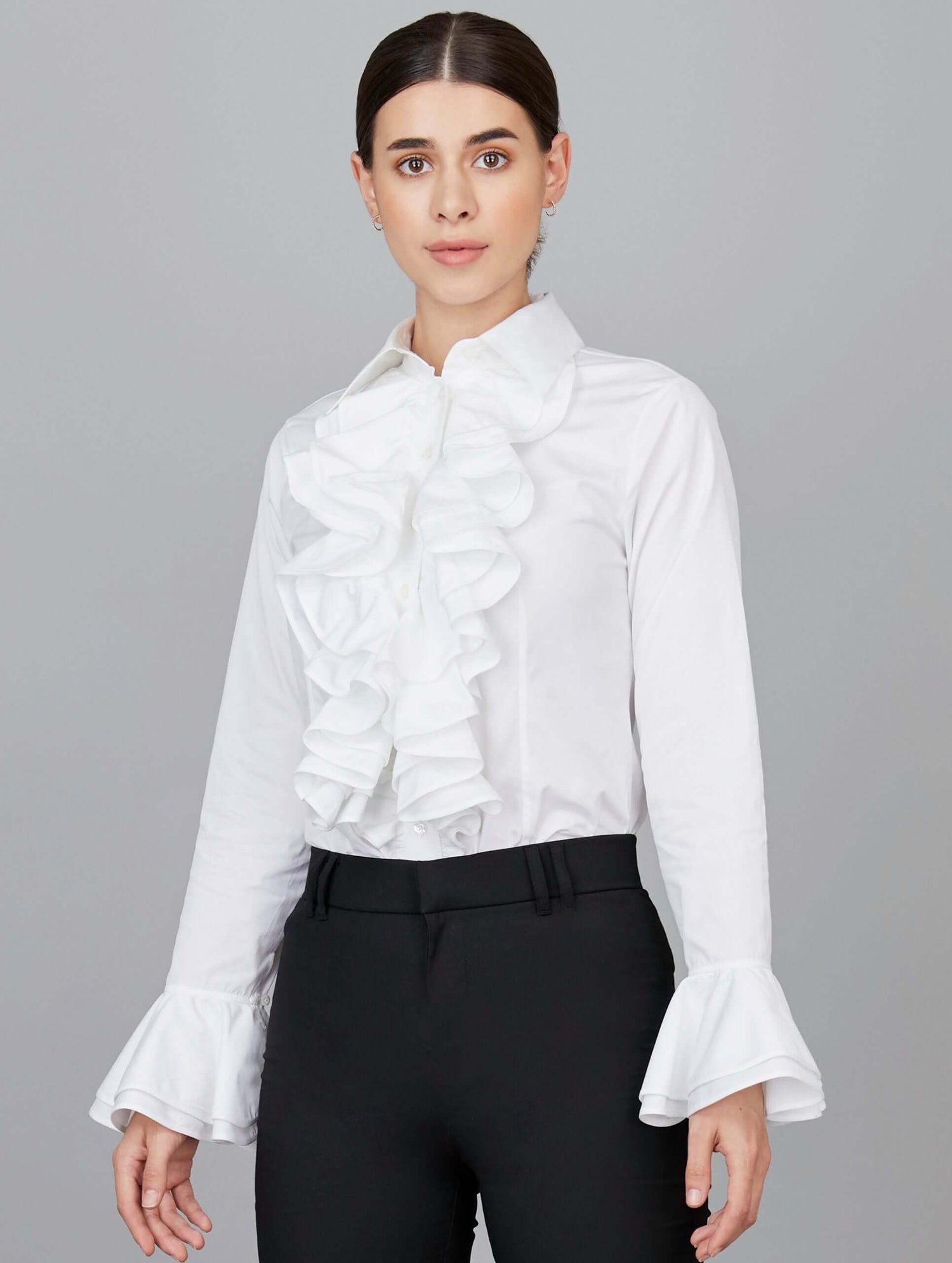 Tailored Front Ruffle Shirt