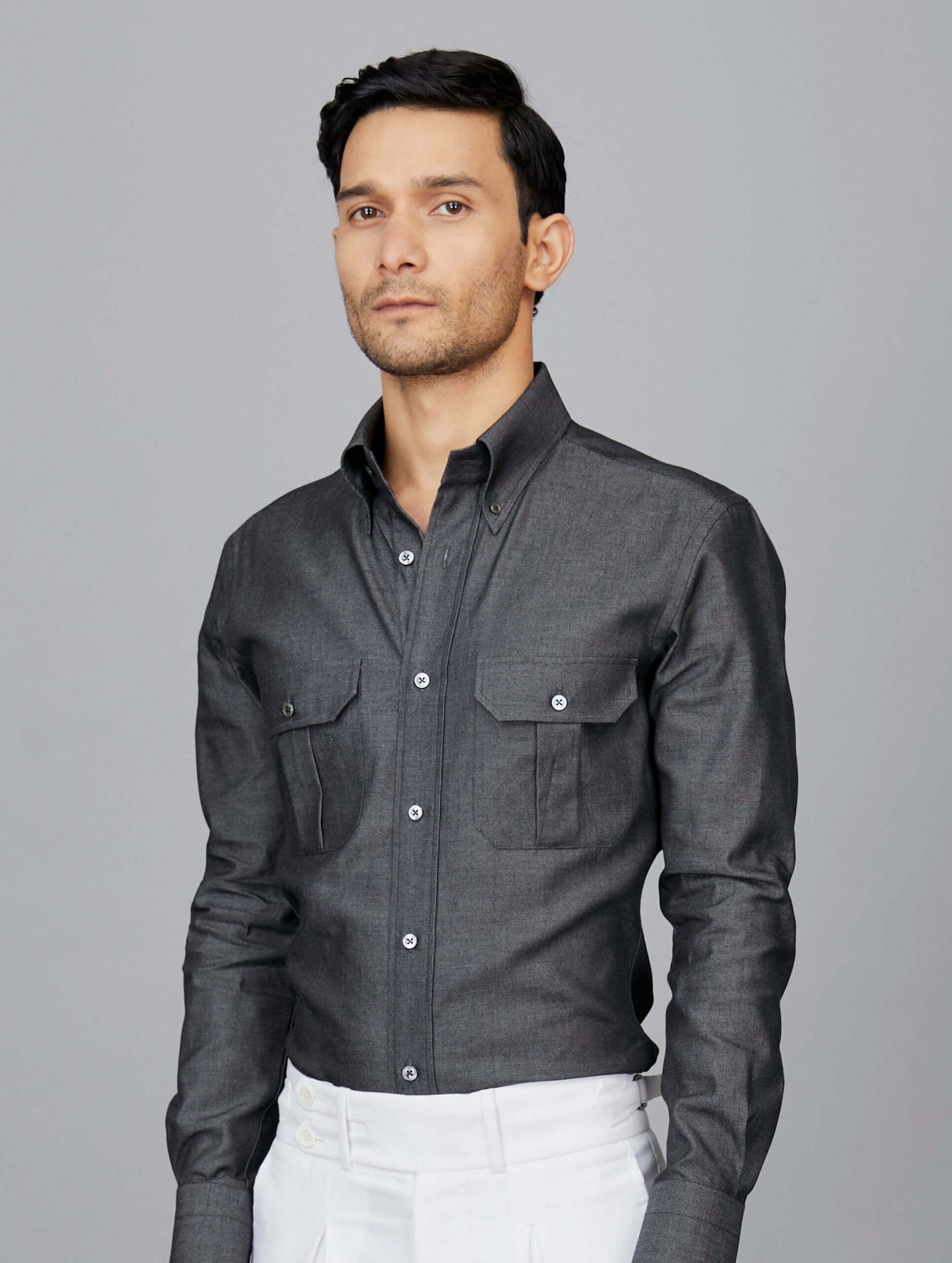 Denim Shirt in Raw Black Denim