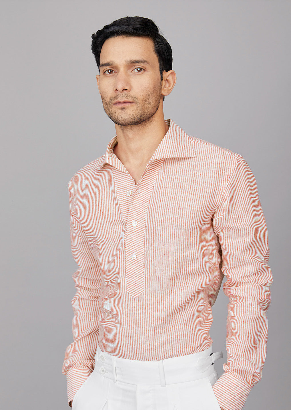 Stripe Linen Popover Shirt