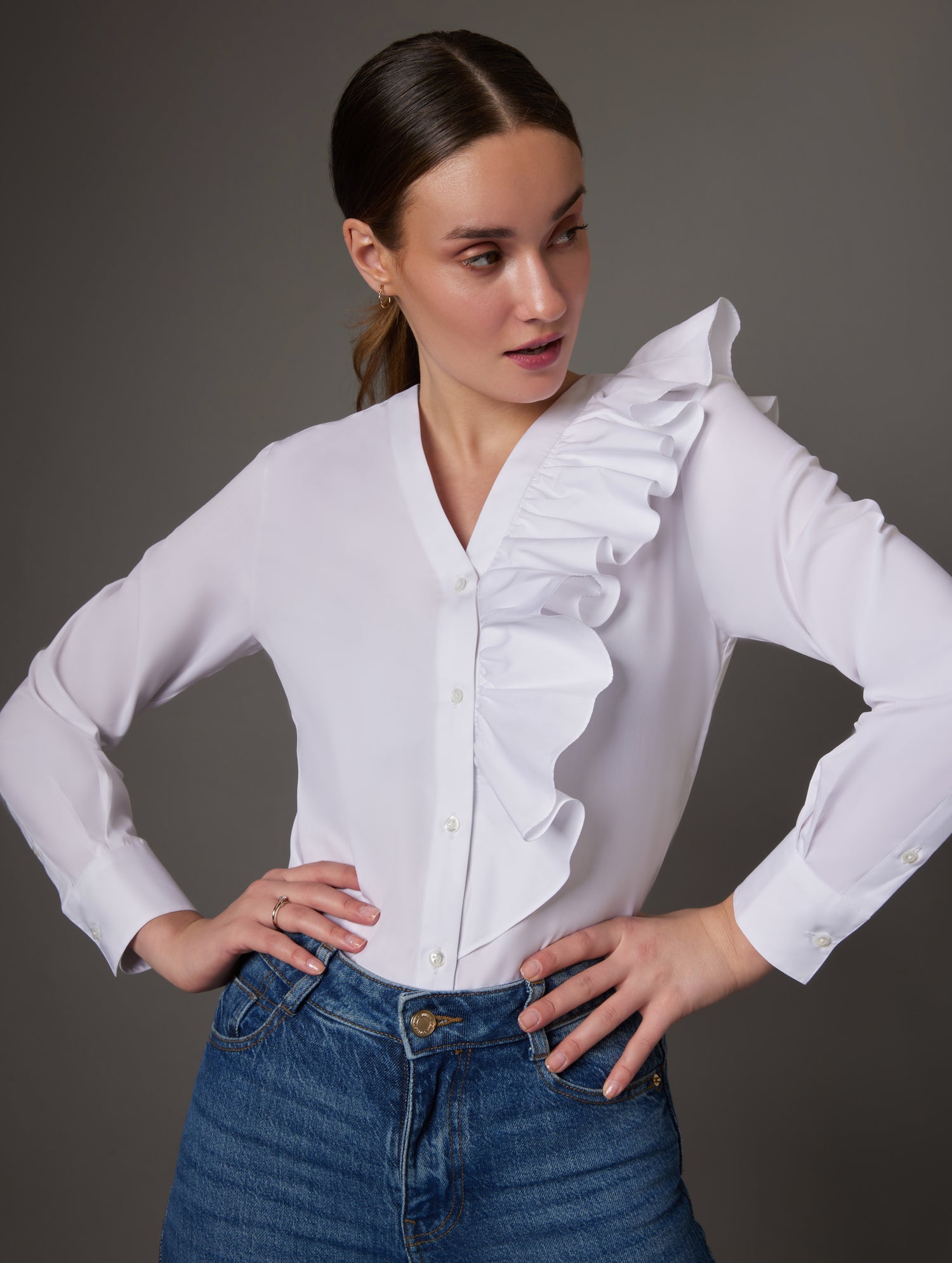 Half Front Ruffle Shirt