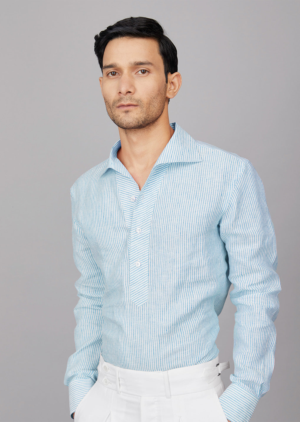 Stripe Linen Popover Shirt