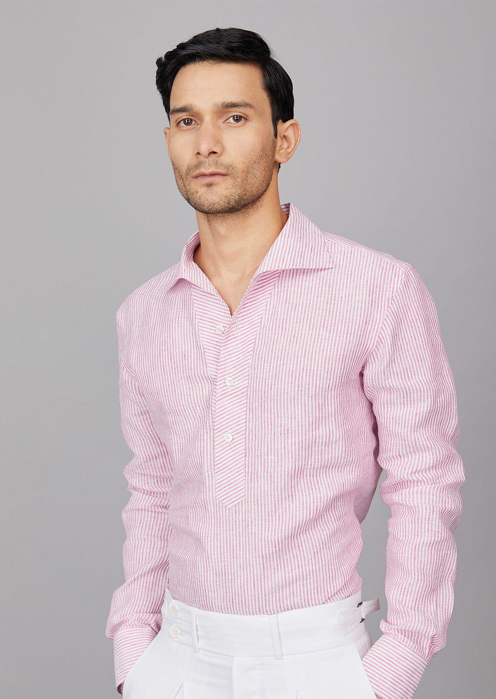 Stripe Linen Popover Shirt