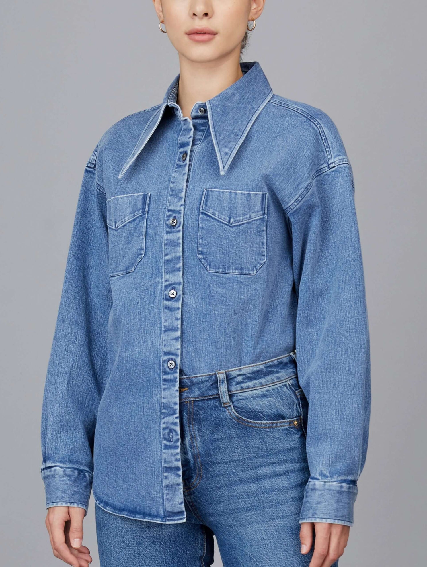 Boyfriend-Style Denim Shirt