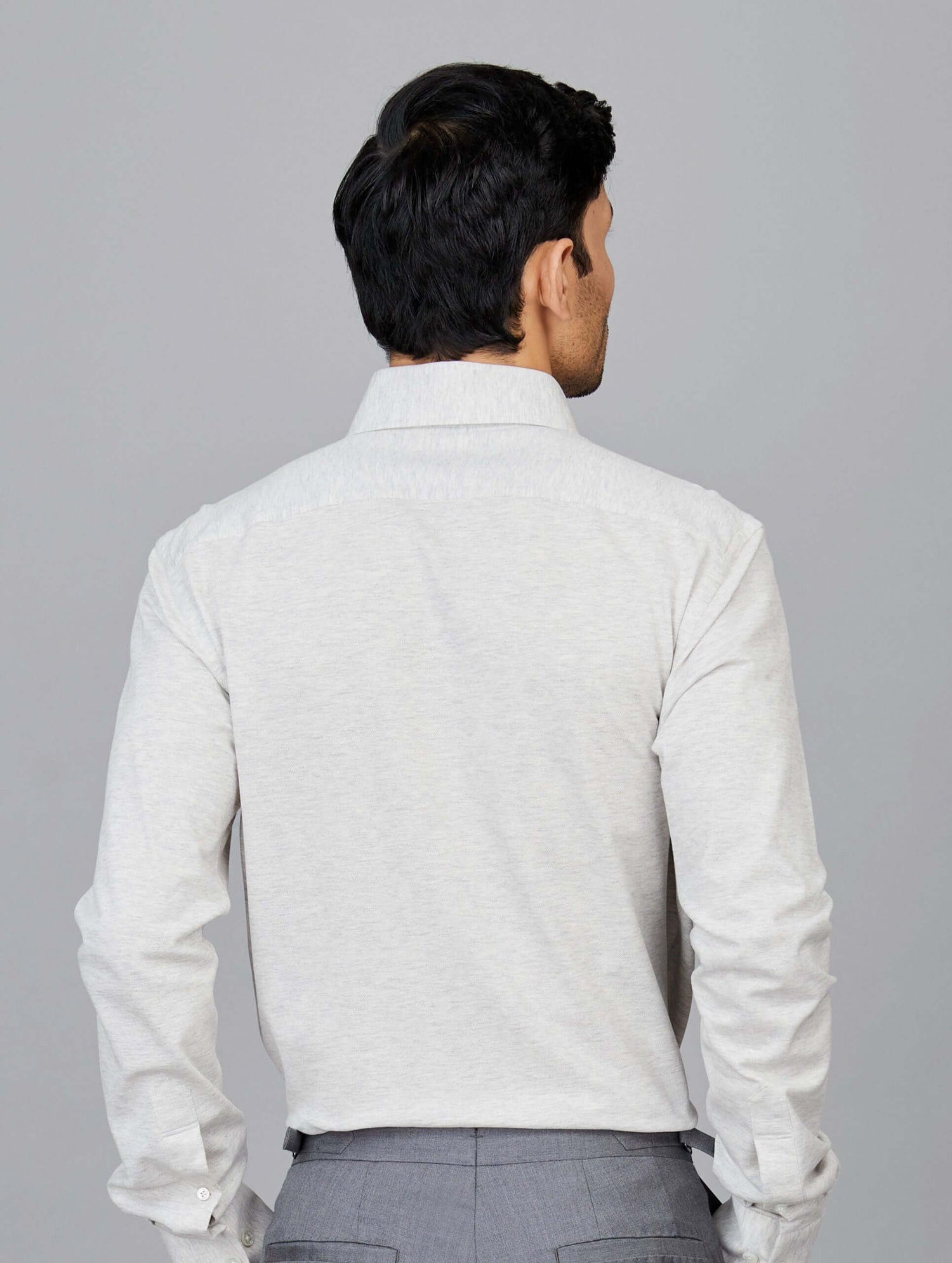 Light Grey Cotton Pique Knit Shirt