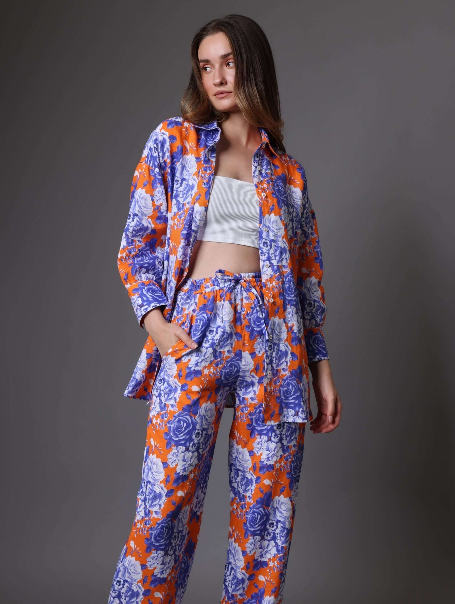 Orange &  Blue Floral Pants