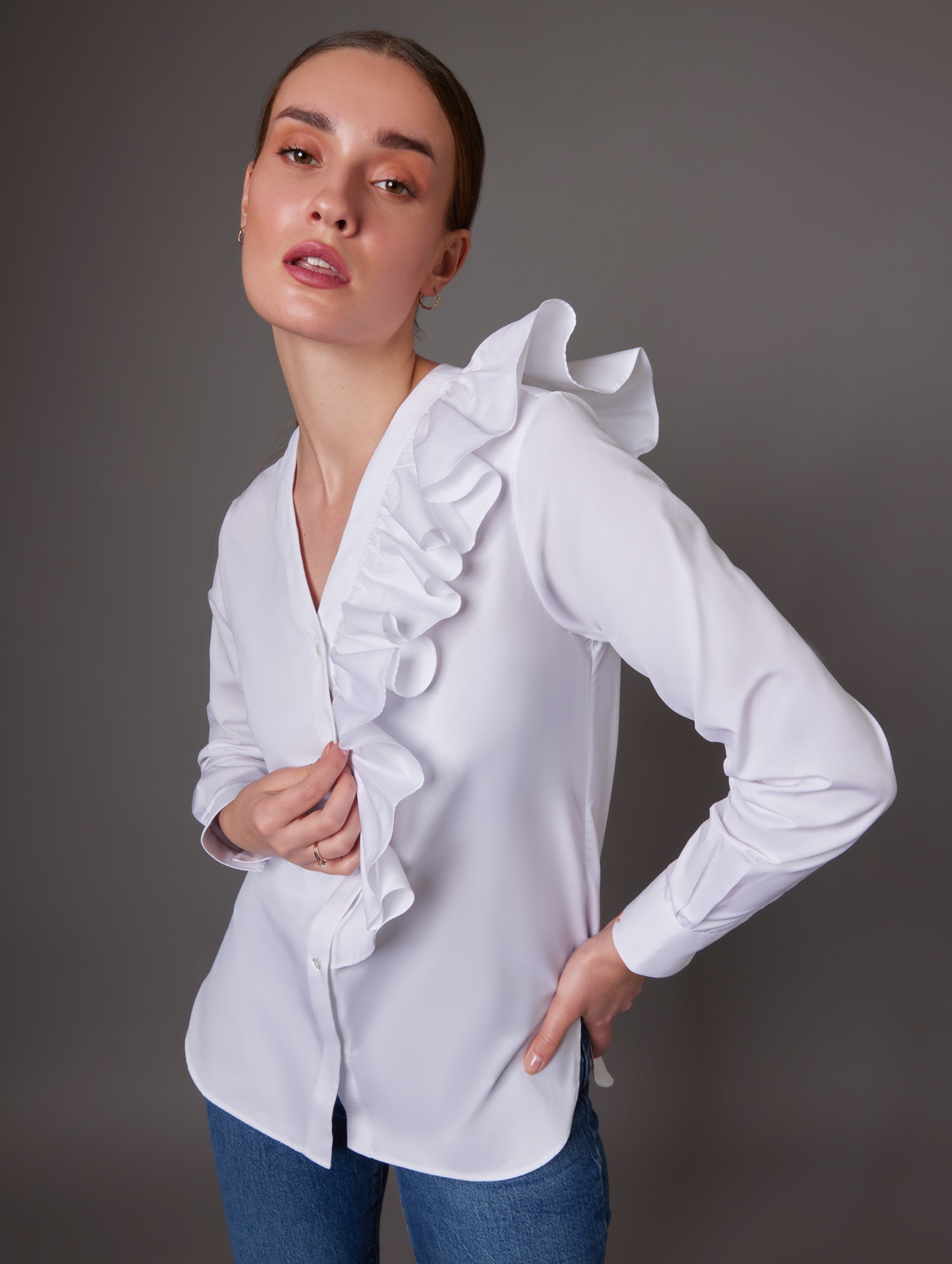 Half Front Ruffle Shirt