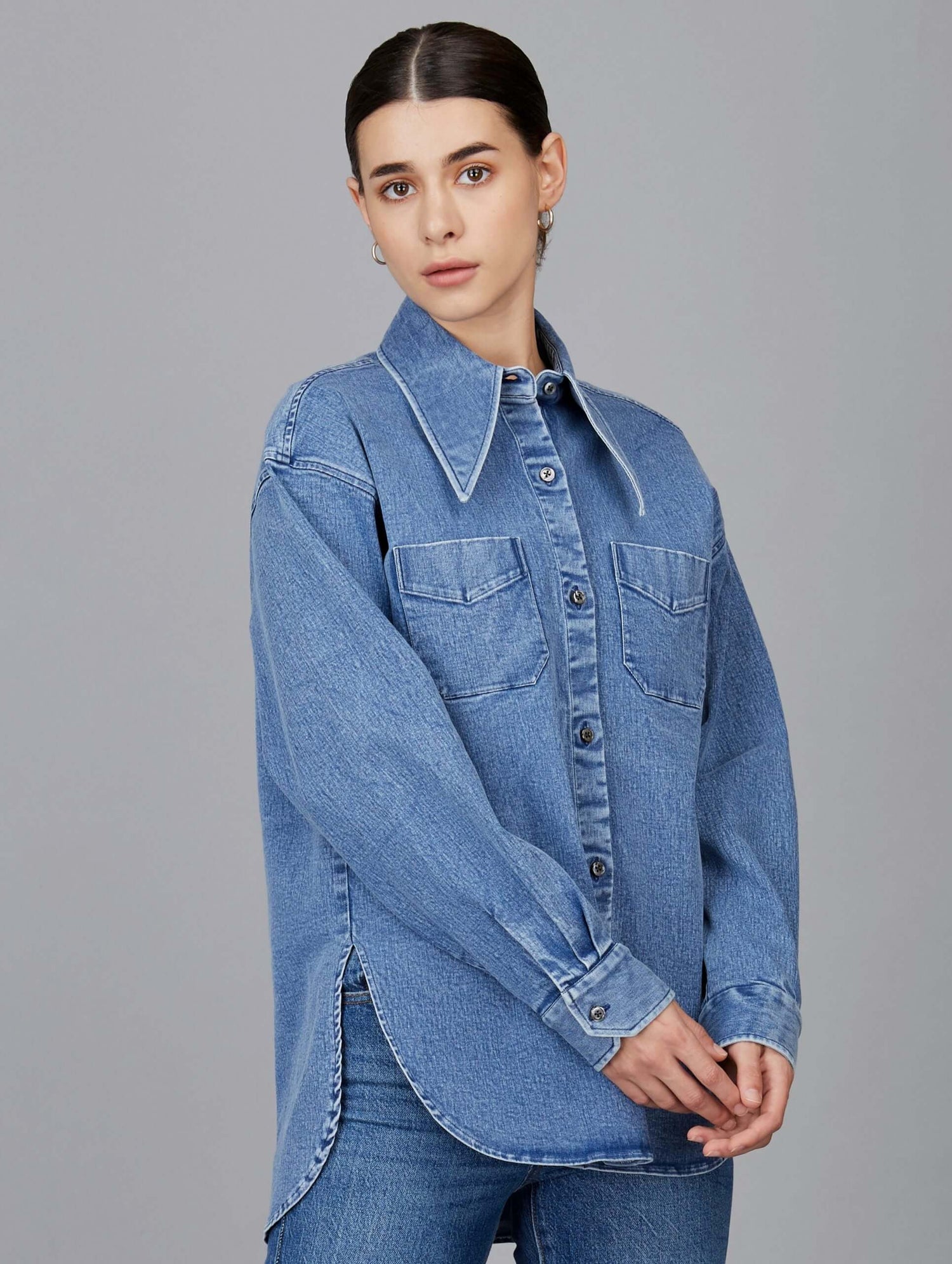 Boyfriend-Style Denim Shirt