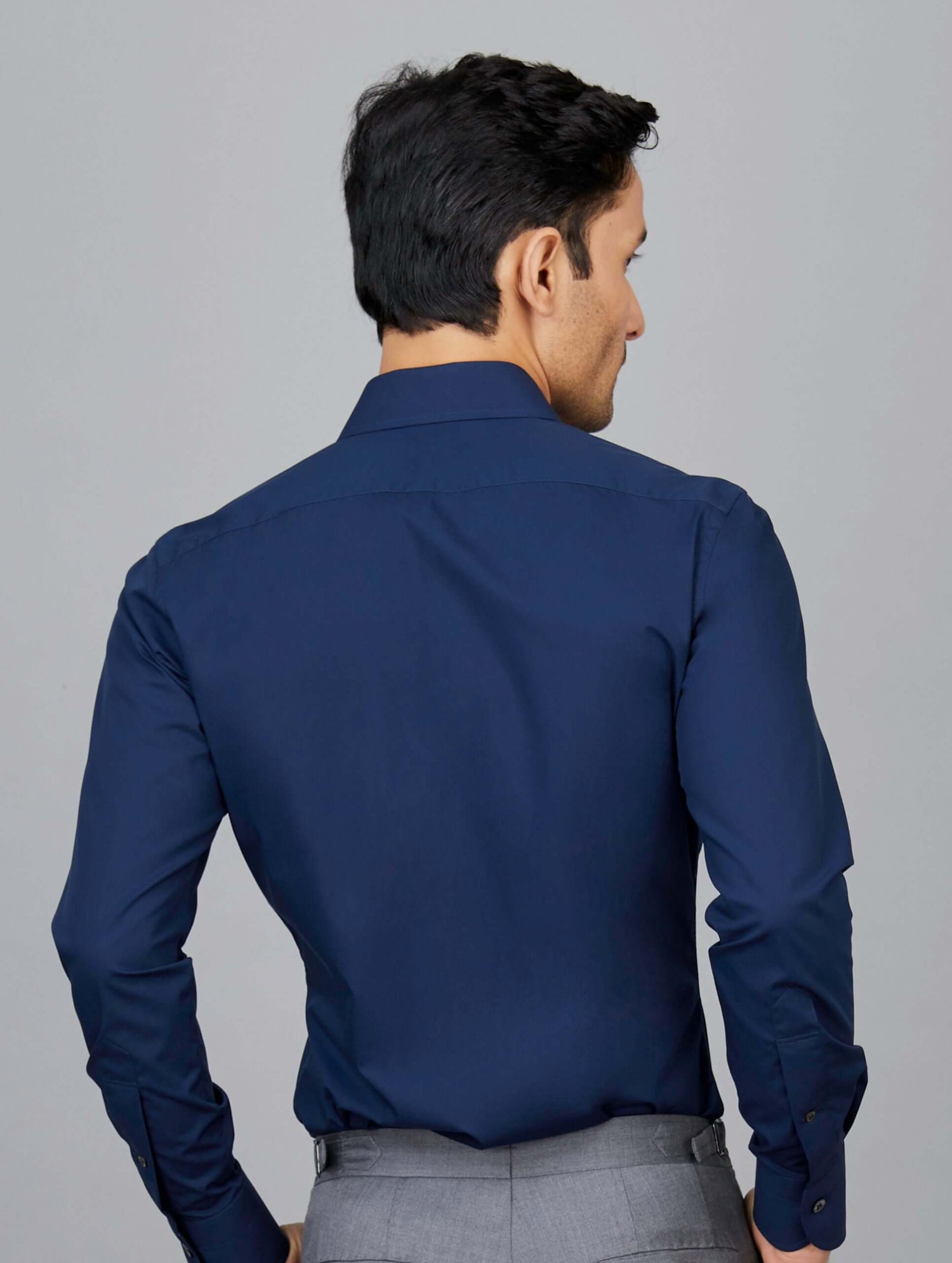 Navy Blue Cotton Stretch Shirt