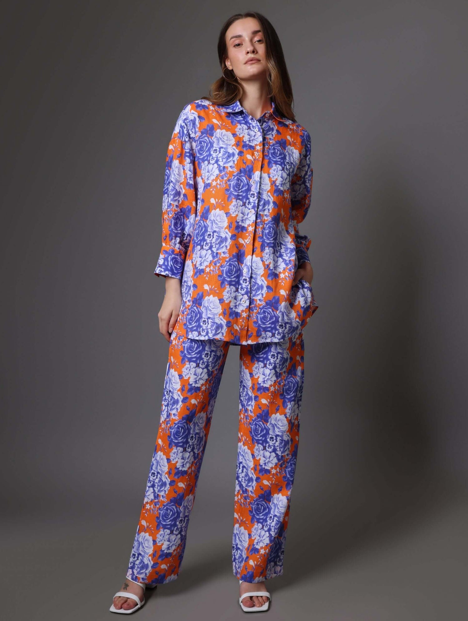 Orange &  Blue Floral Pants