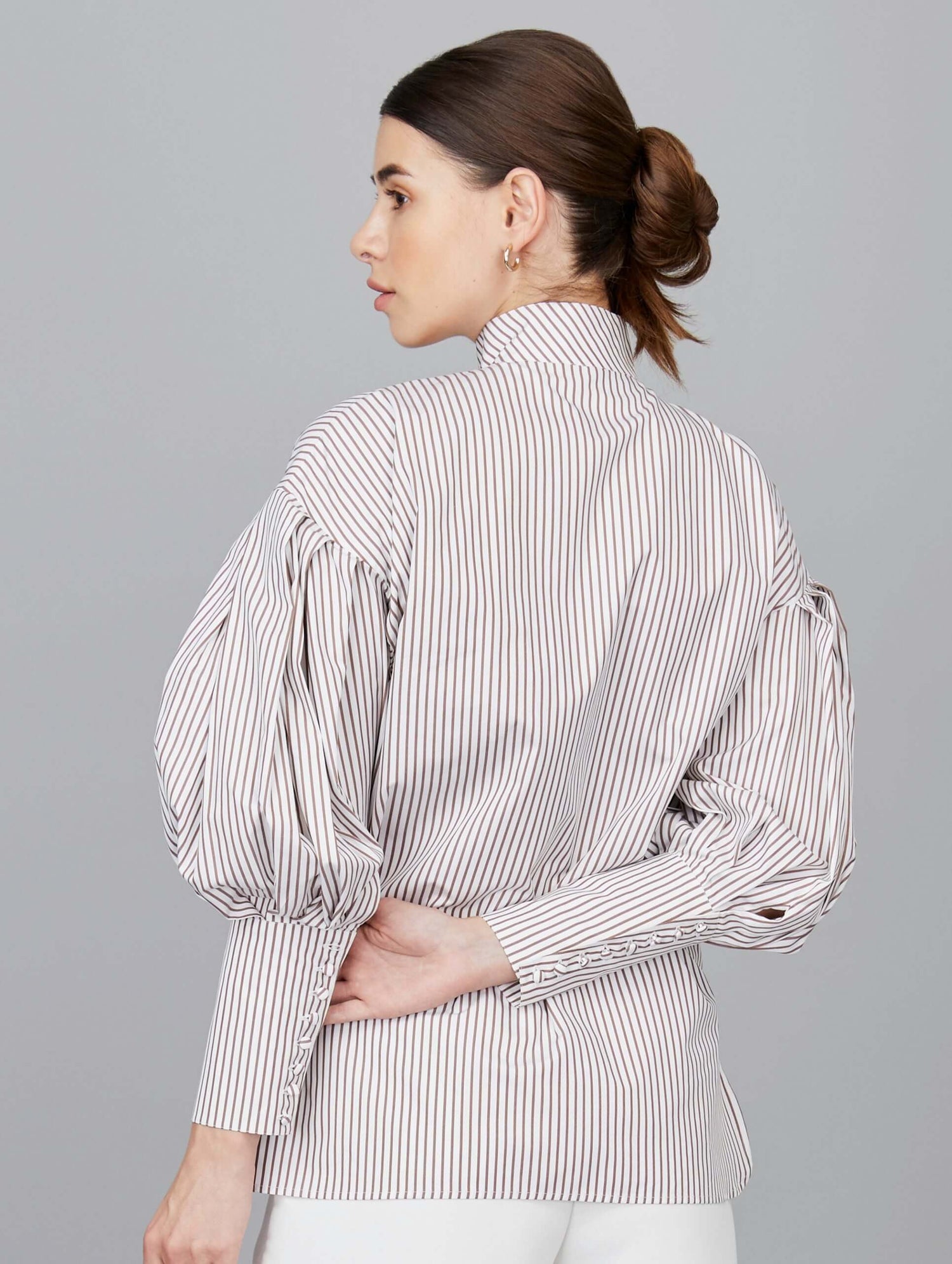 Stripe Bishop Balloon Sleeve Shirt