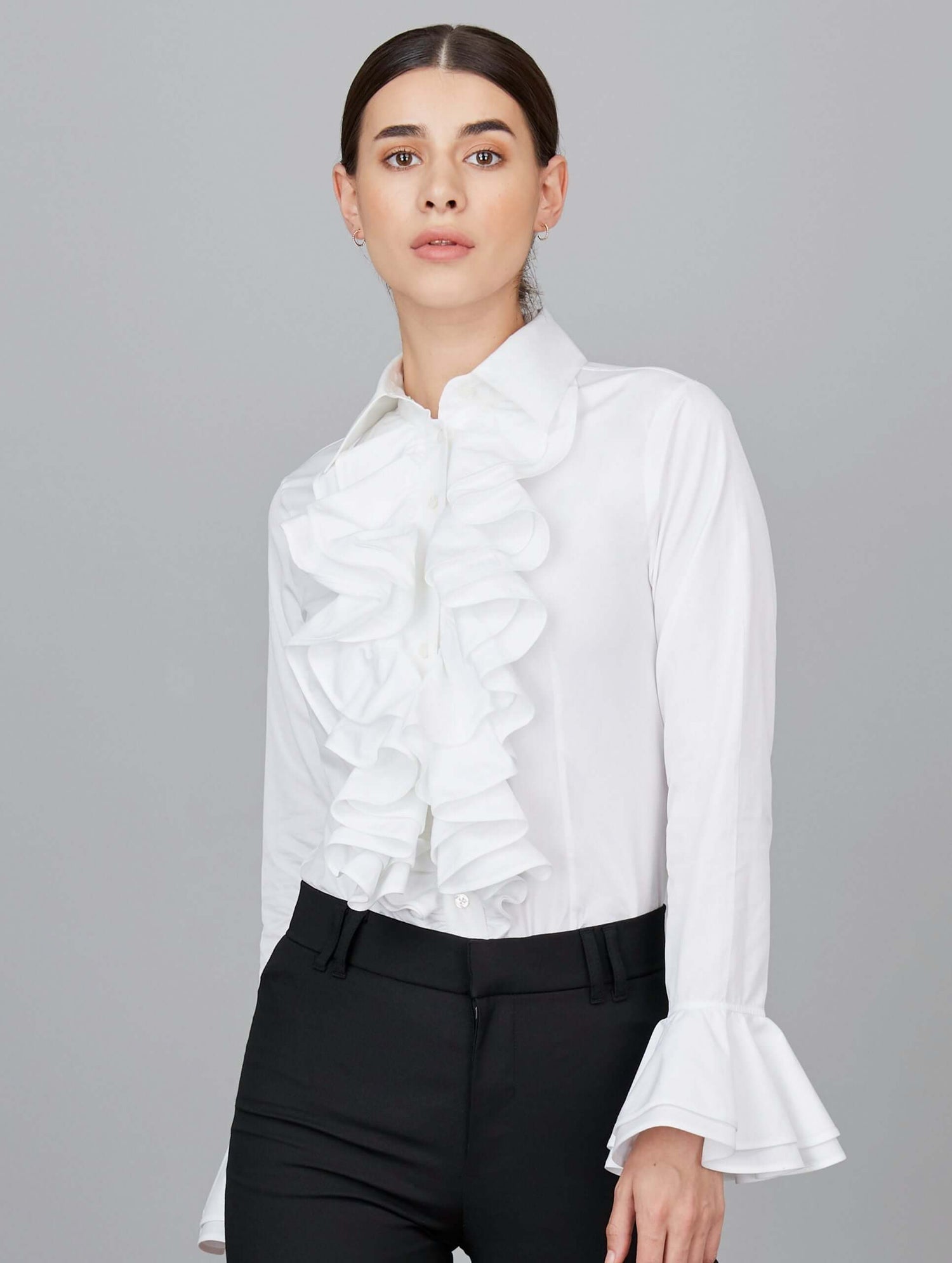 Tailored Front Ruffle Shirt