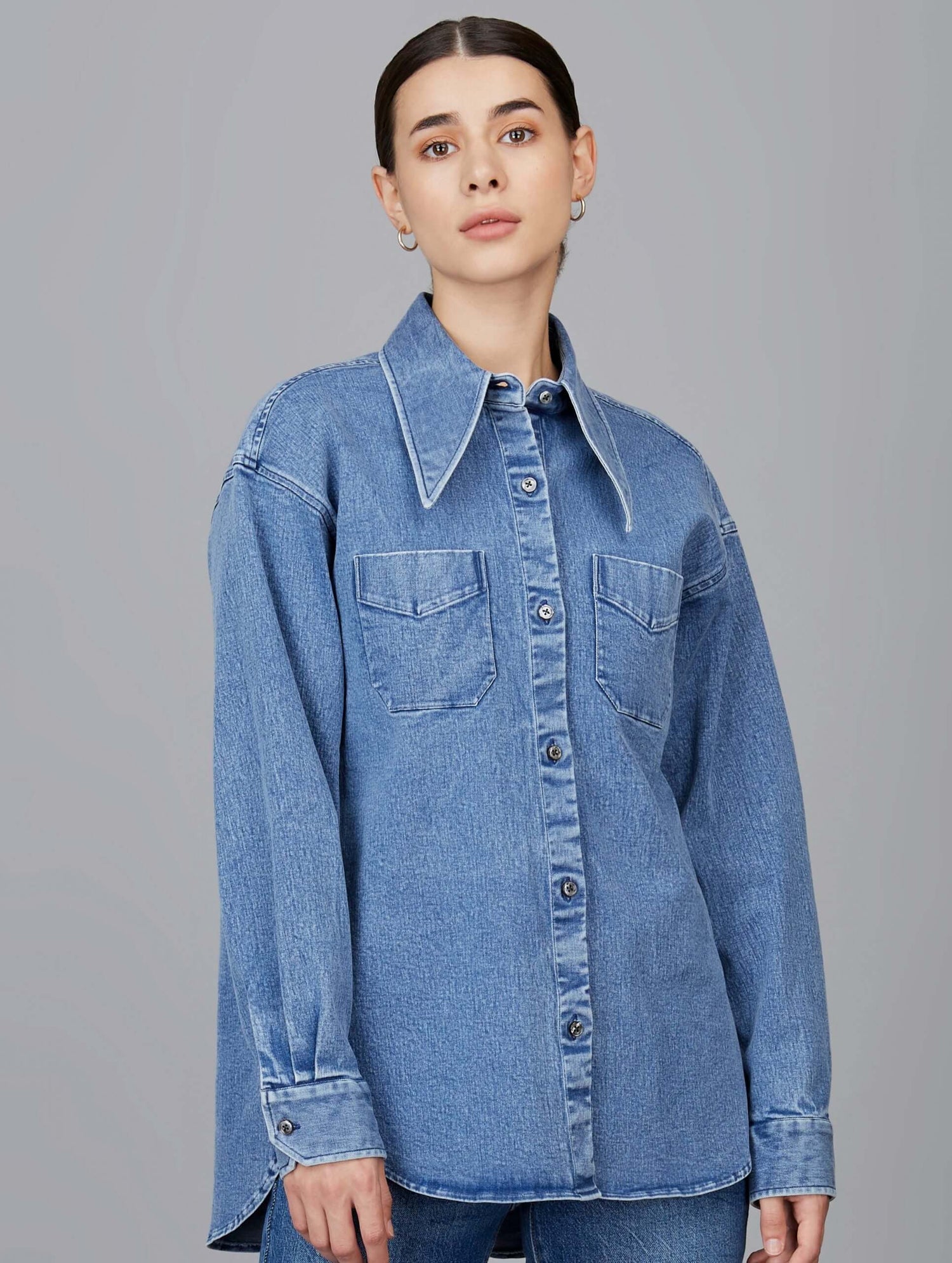 Boyfriend-Style Denim Shirt