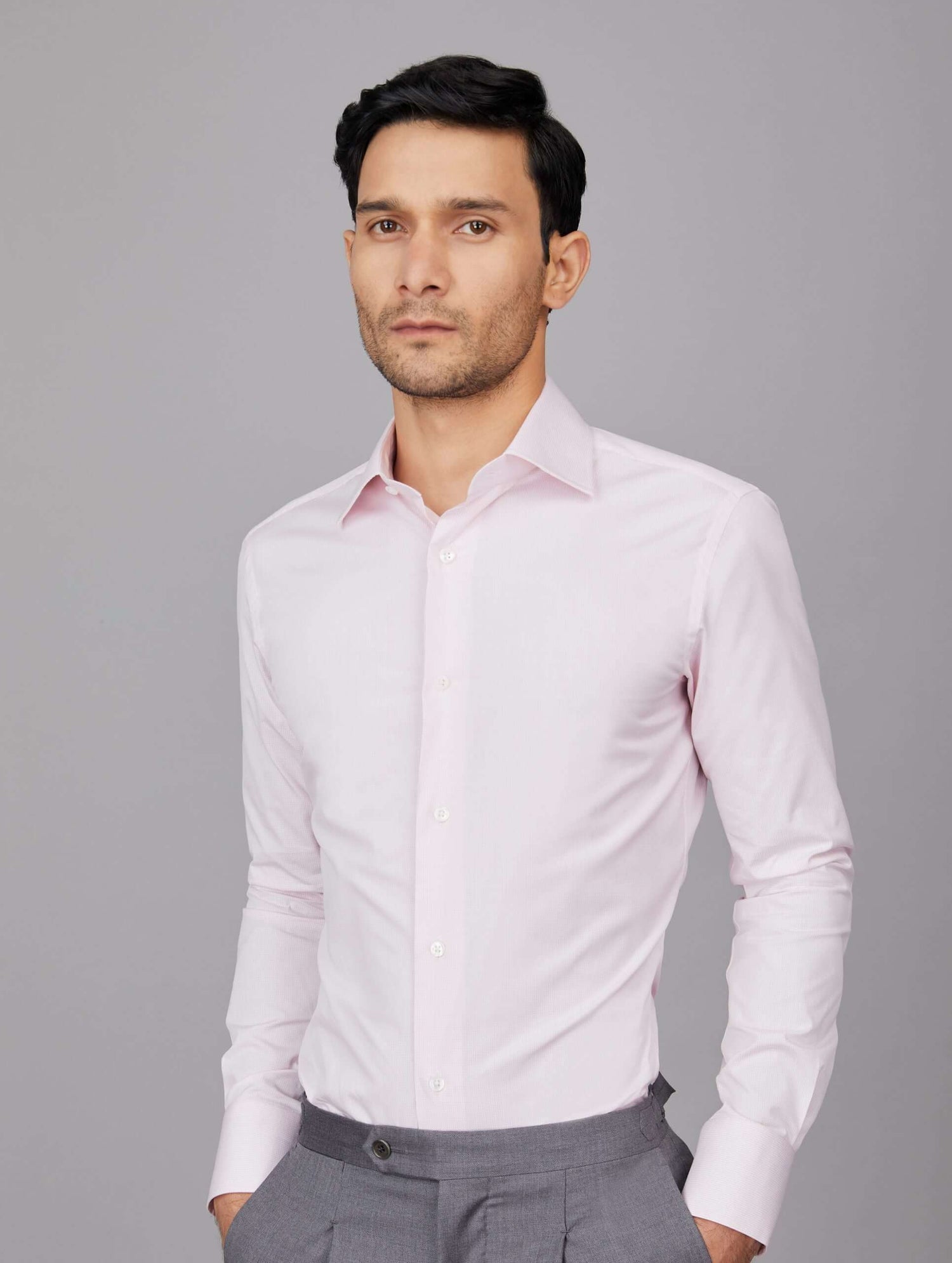 Micro-Check Cotton Poplin Shirt