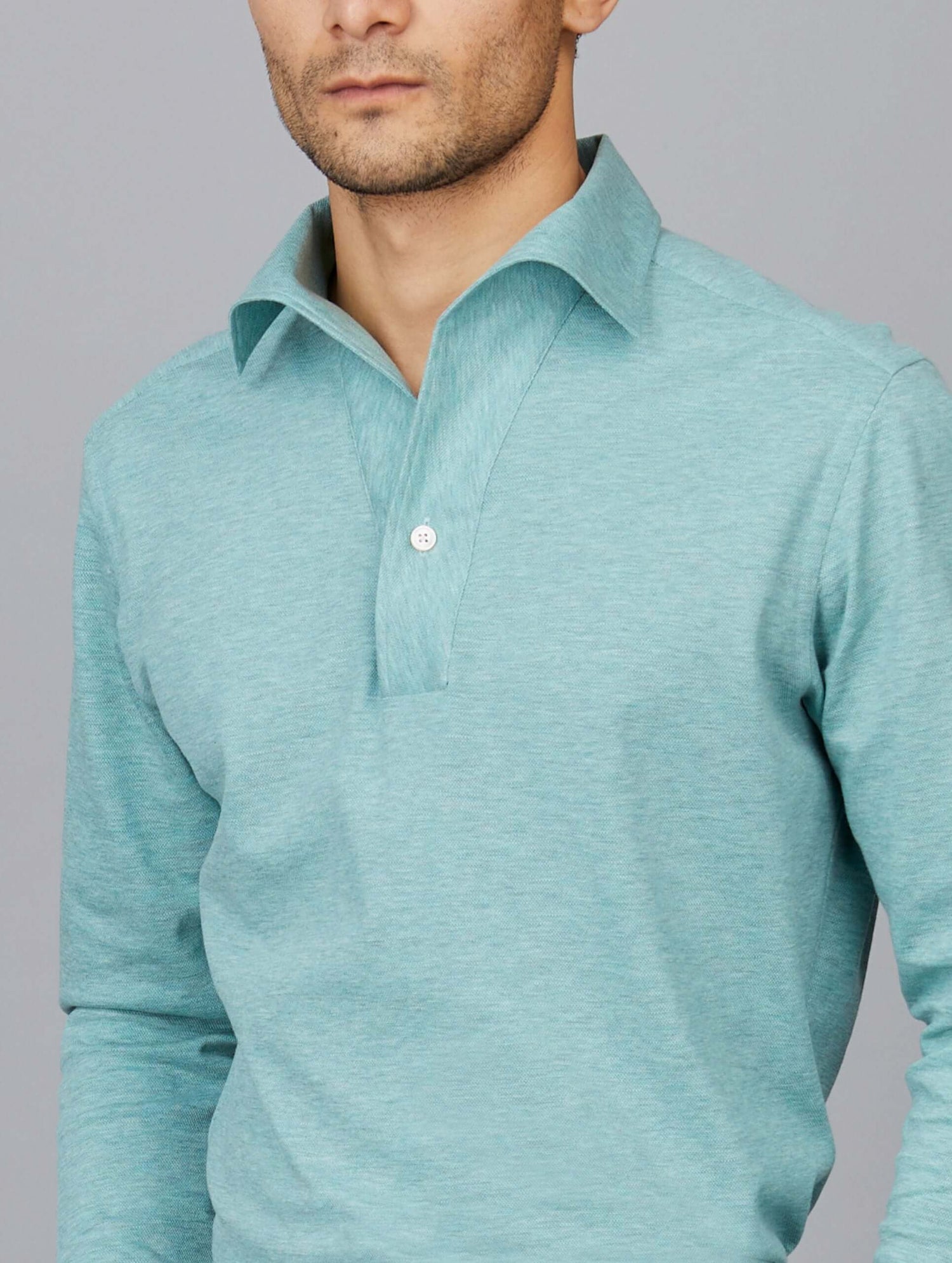 Green Open-Collar Polo Shirt