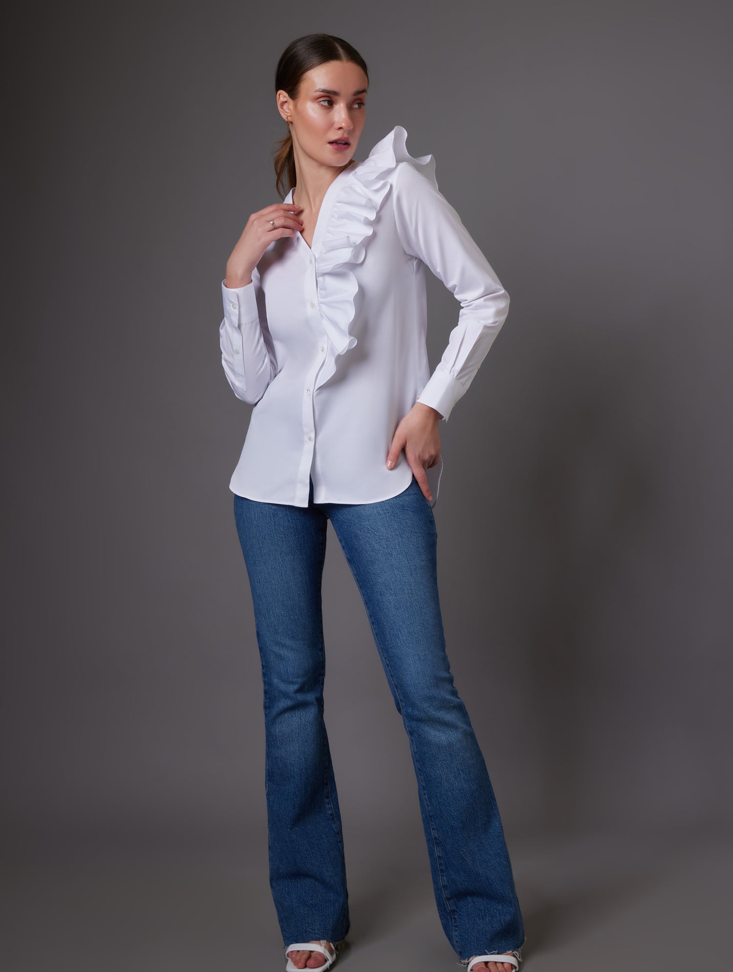 Half Front Ruffle Shirt