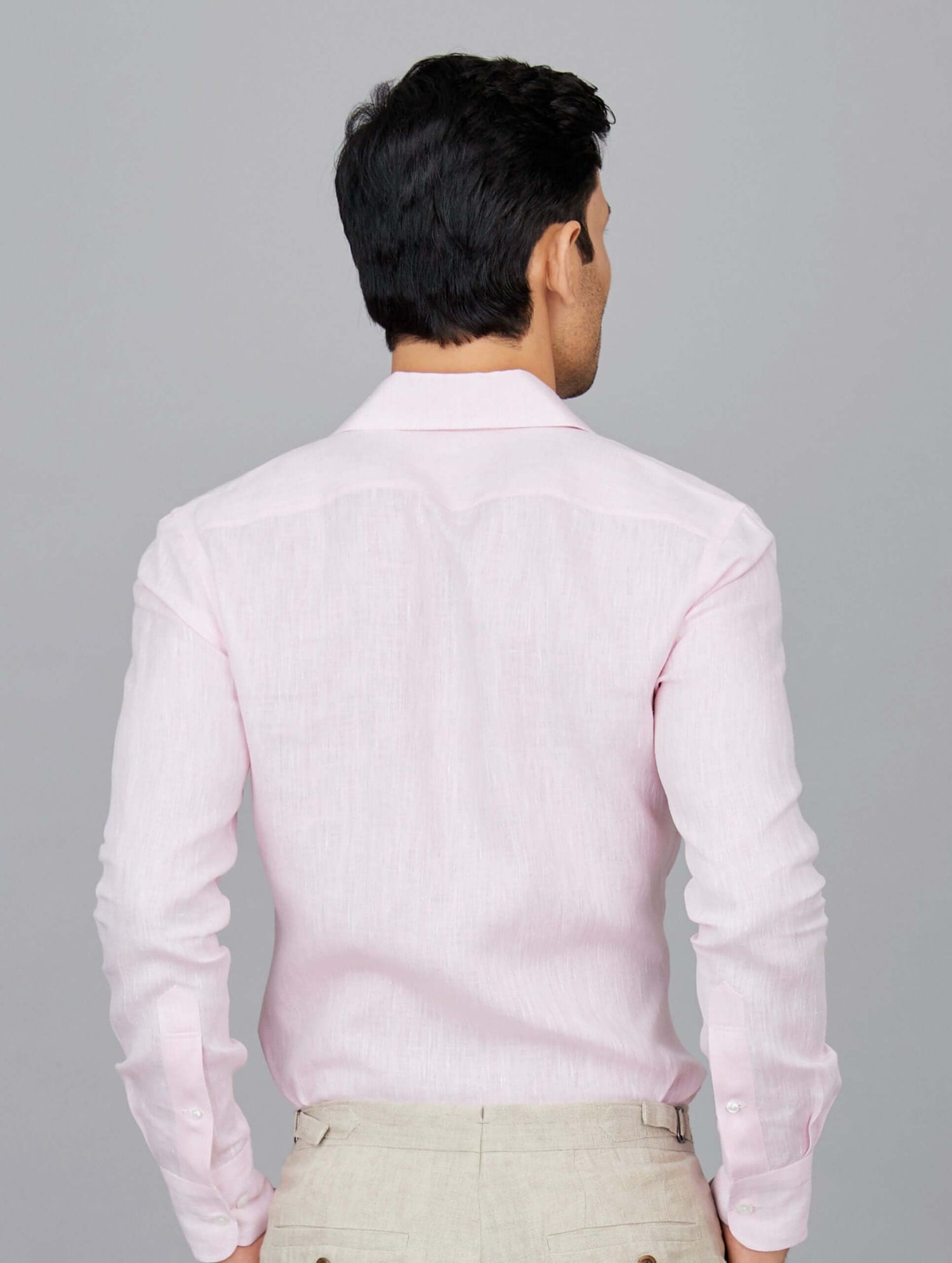 Linen Shirt with One-Piece Cutaway Collar