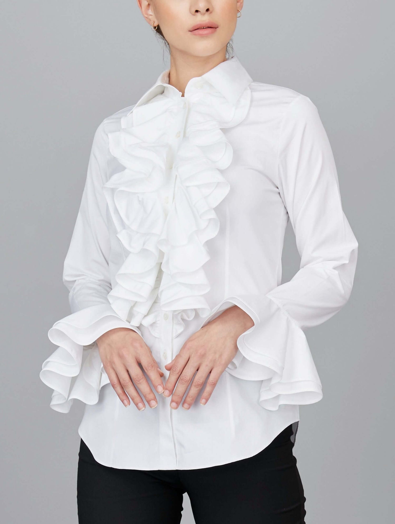 Tailored Front Ruffle Shirt