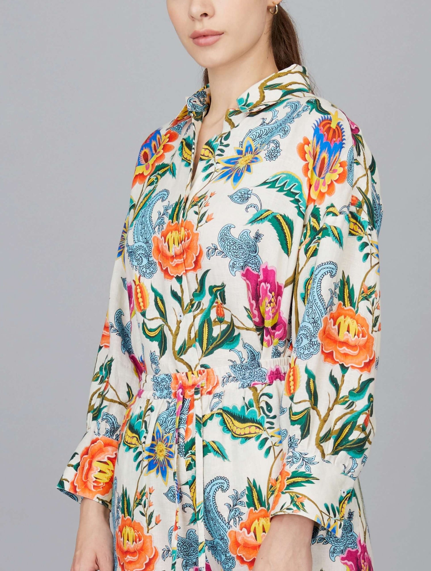 Oversized Floral Linen Shirt