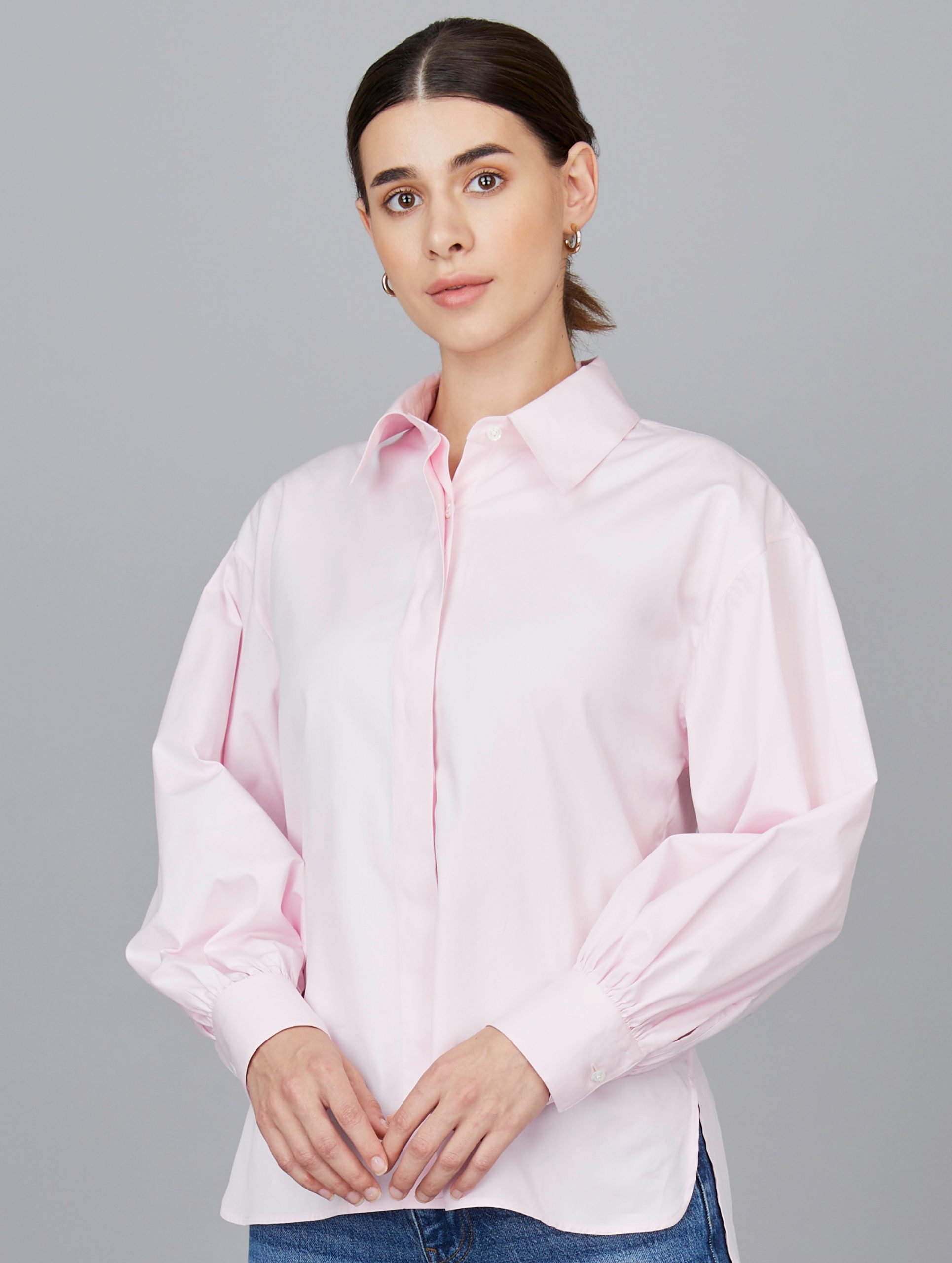 Balloon Sleeve Short Shirt in Pink