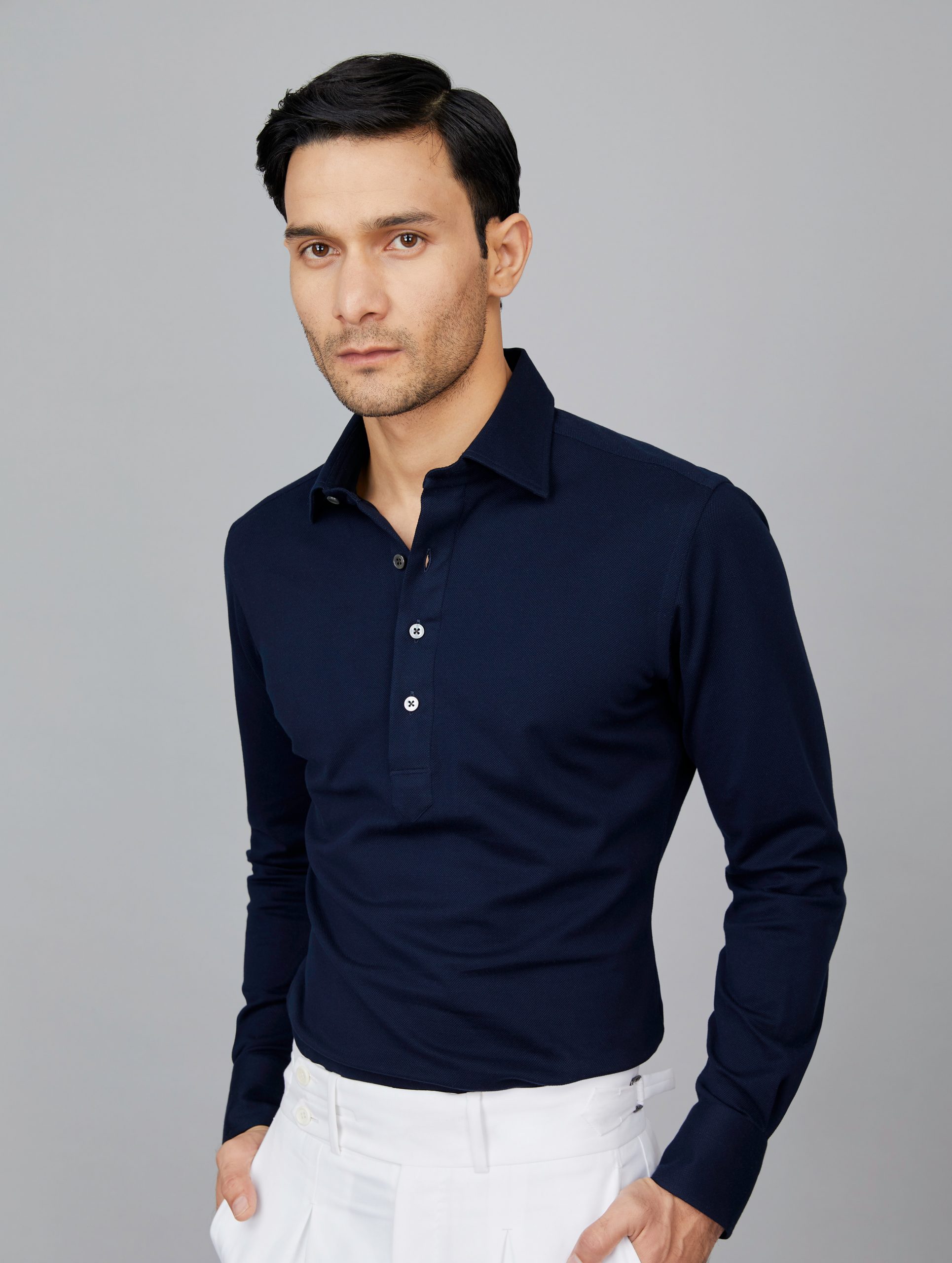 Popover Polo Shirt in Midnight Blue