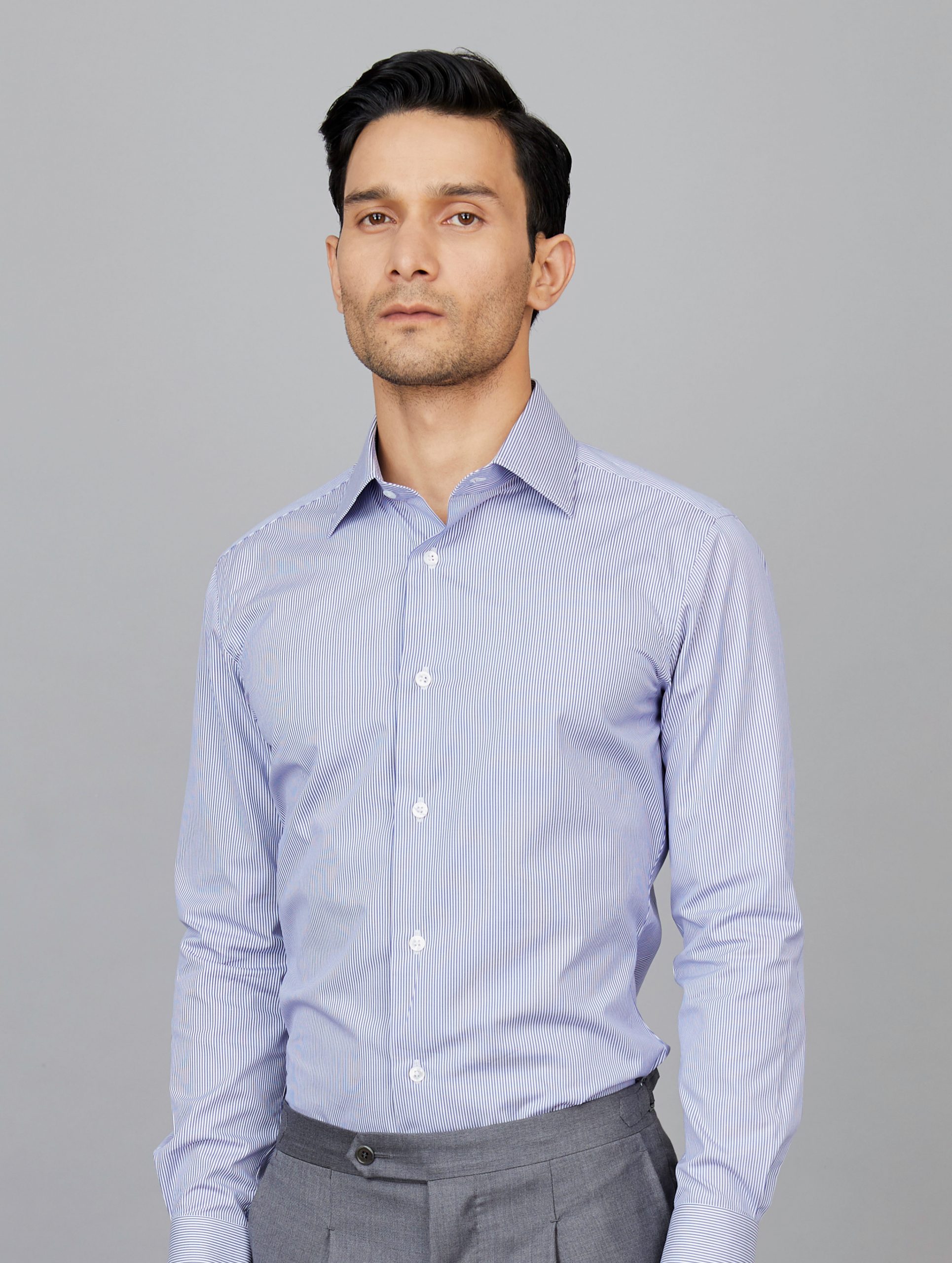 Pinstripe Shirt in Dark Blue-White