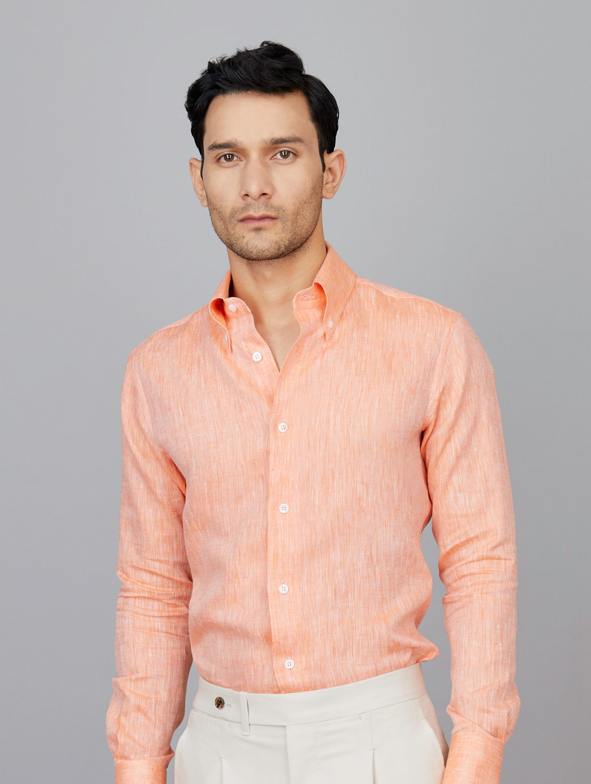 Linen Shirt in Bright Orange