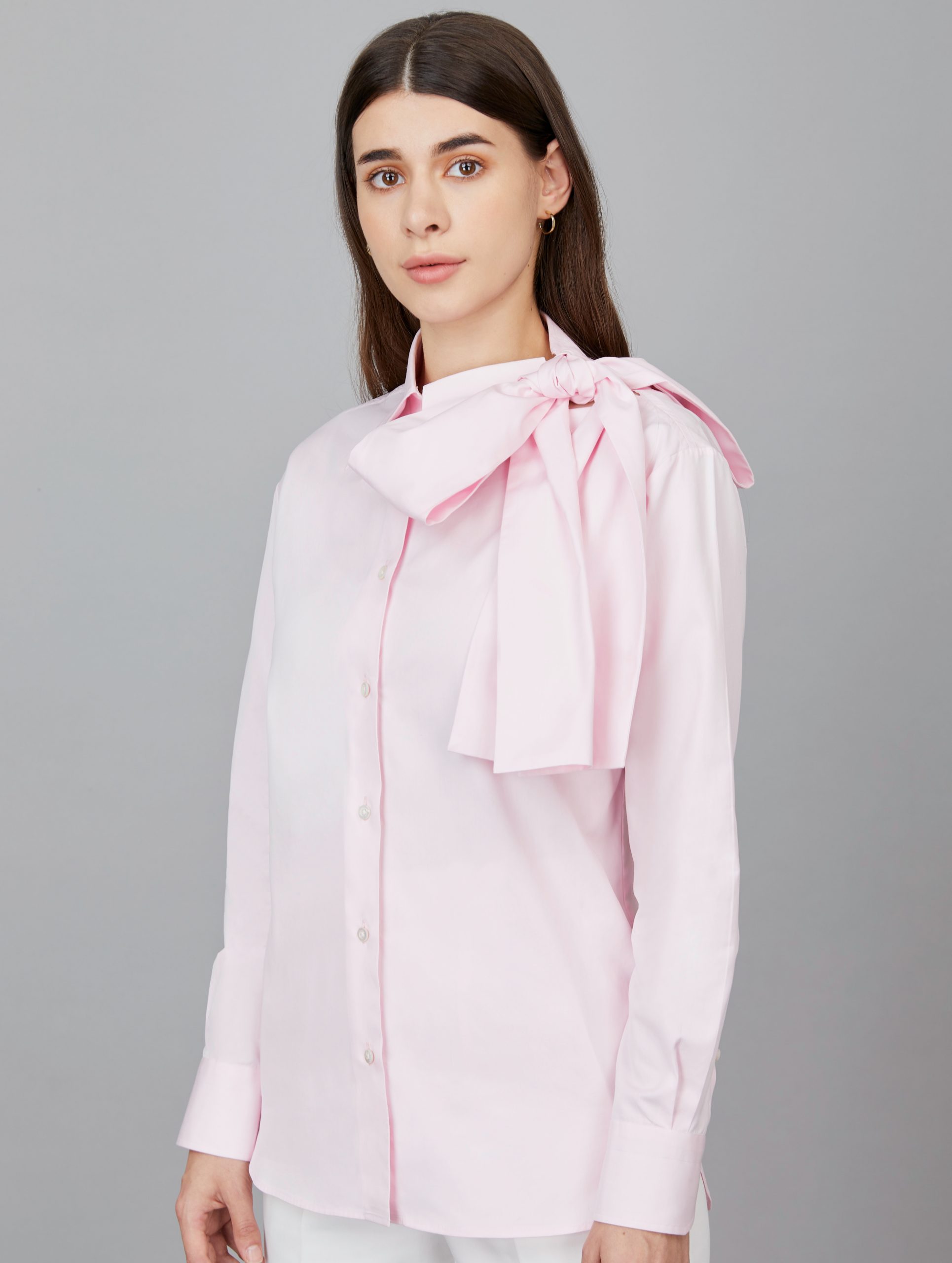 Shoulder Bow Shirt in Pink