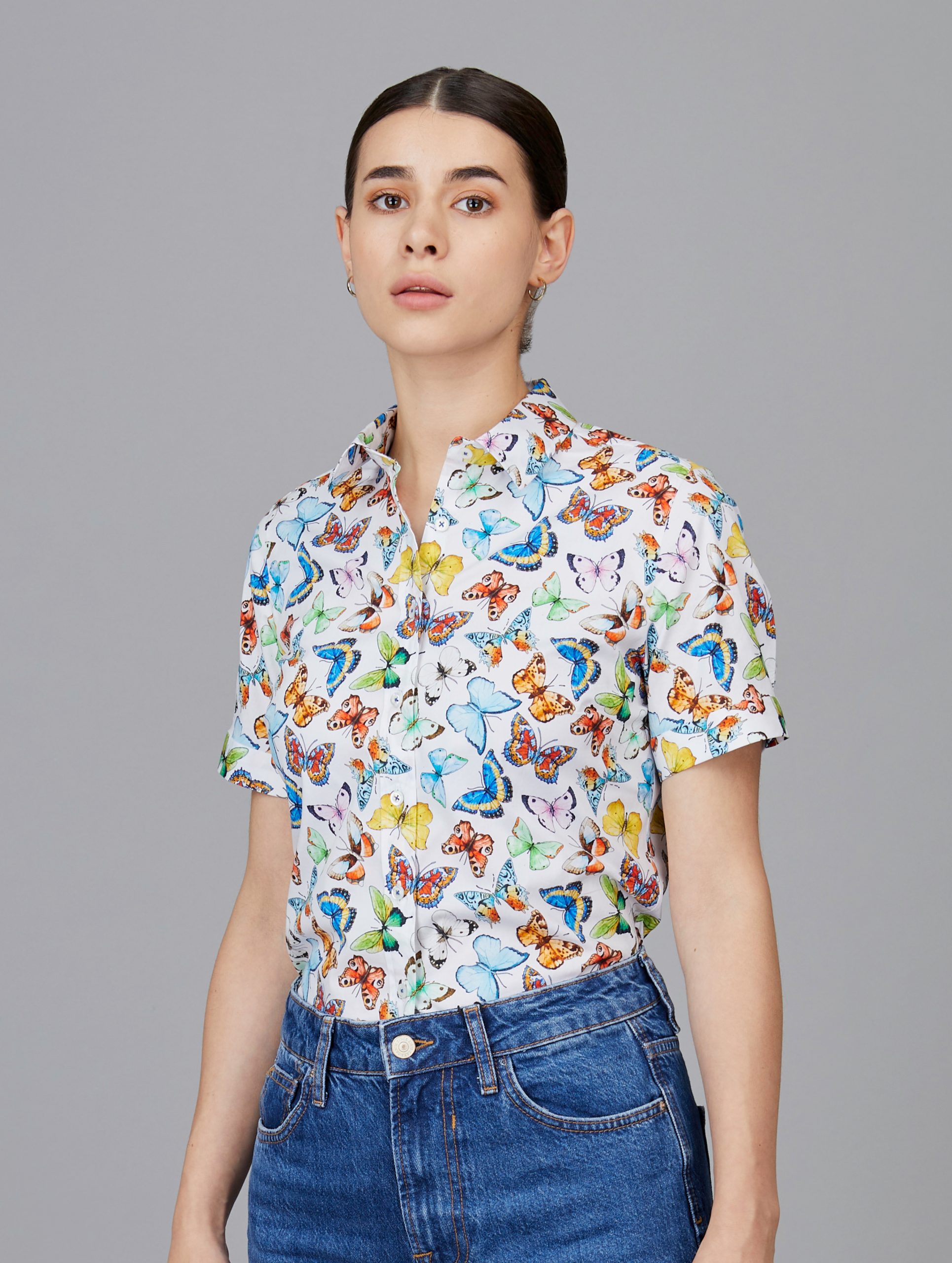 Short-Sleeve Shirt in Butterfly Print